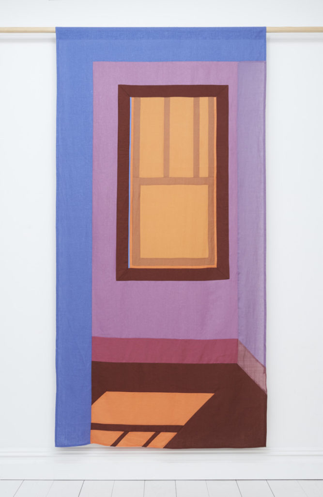 Lisha Bai, George's window, linen and ramie pieced fabric, 96.5" x 49.5″, 2023